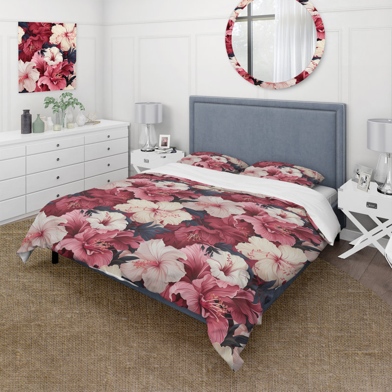 Ensemble de housse de couette Hibiscus Romance, Housse de couette simple + 1 taie décorative stan