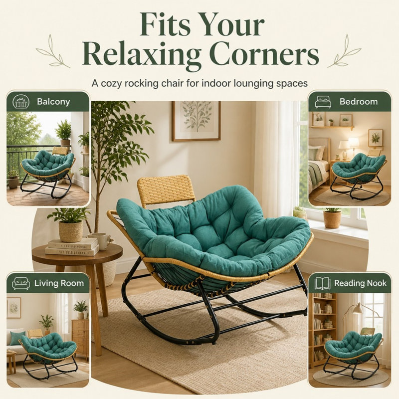 Chaise berçante 39,37 "Papasan, Vert