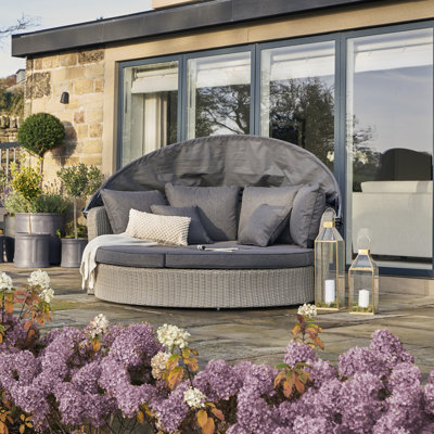 Aarju 195cm Wide Wicker Patio Daybed with Cushions