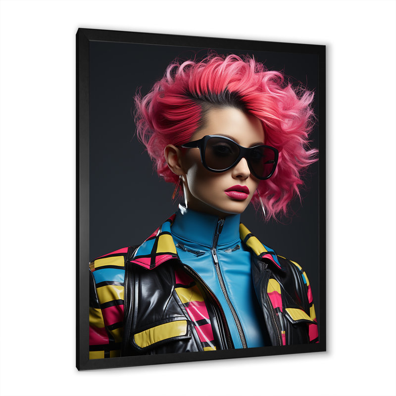 Avant-garde glamour et pop art avec Mohawk III, Cadre simple noir, H 32 po x l 16 po x P 1 po