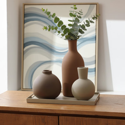 Ensemble de vases en céramique 3 pièces, vases décoratifs modernes pour fleurs fraîches et séchées