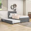 Lit plateforme tapissier en bois avec lit gigogne et tête de lit-1031538342-1031538343