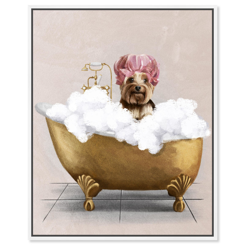 Baignoire Yorkie - Peinture, H 25 po x l 25 po, Cadre blanc