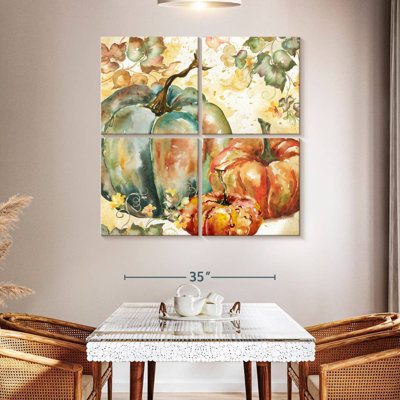 Yarlin, récolte d'aquarelle bleu sarcelle citrouilles I