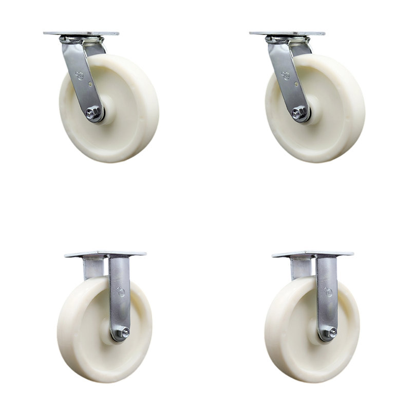 Ensemble de roulettes 4 pièces en nylon avec roulement à billes 2 pivotant 2 rigides