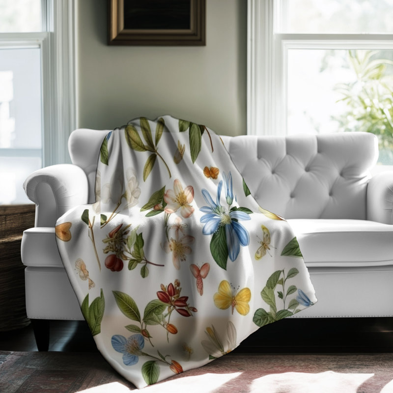 Retro Florals - 1 pièce Sherpa Premium, Lit simple