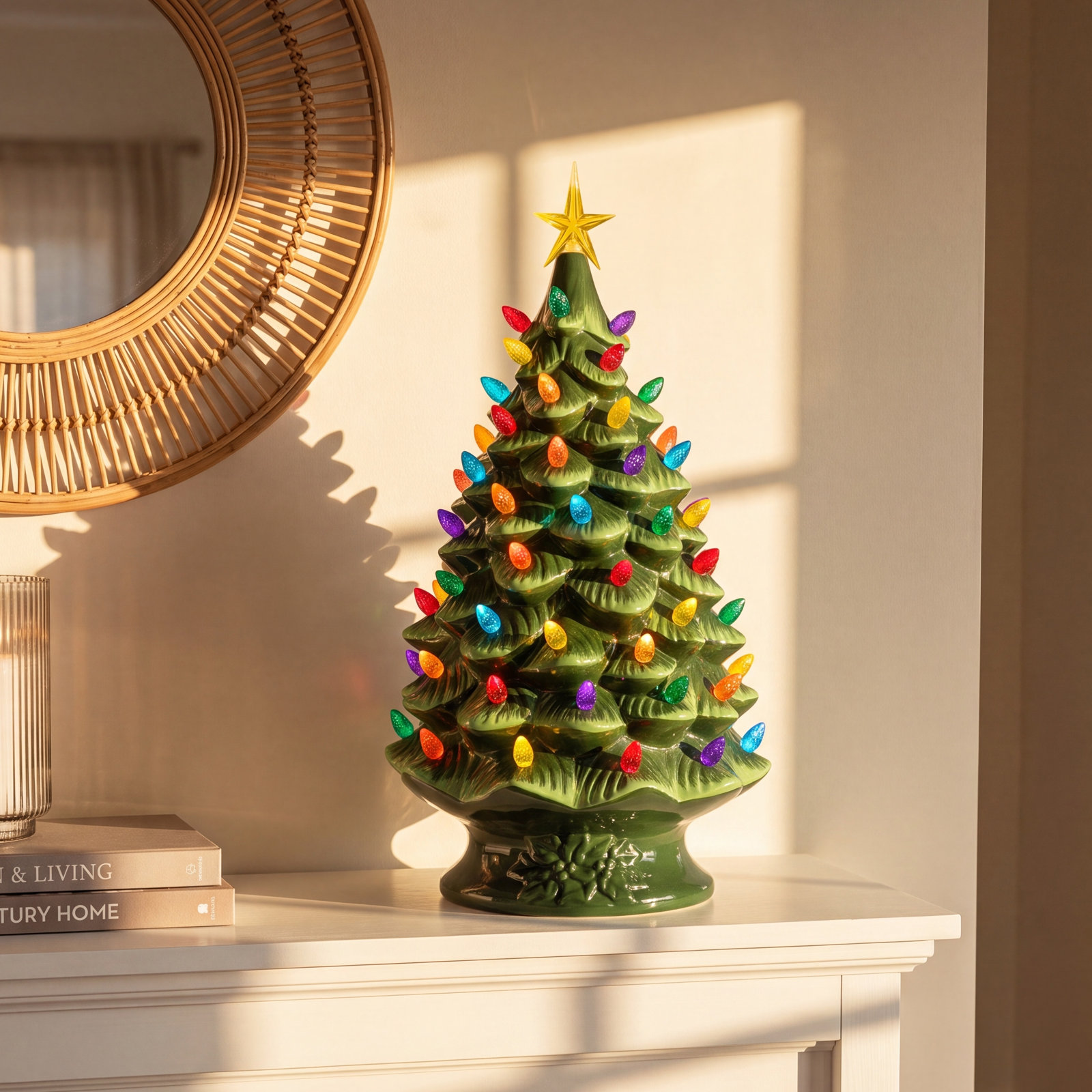Nostalgic Ceramic Tabletop Tree, Green
