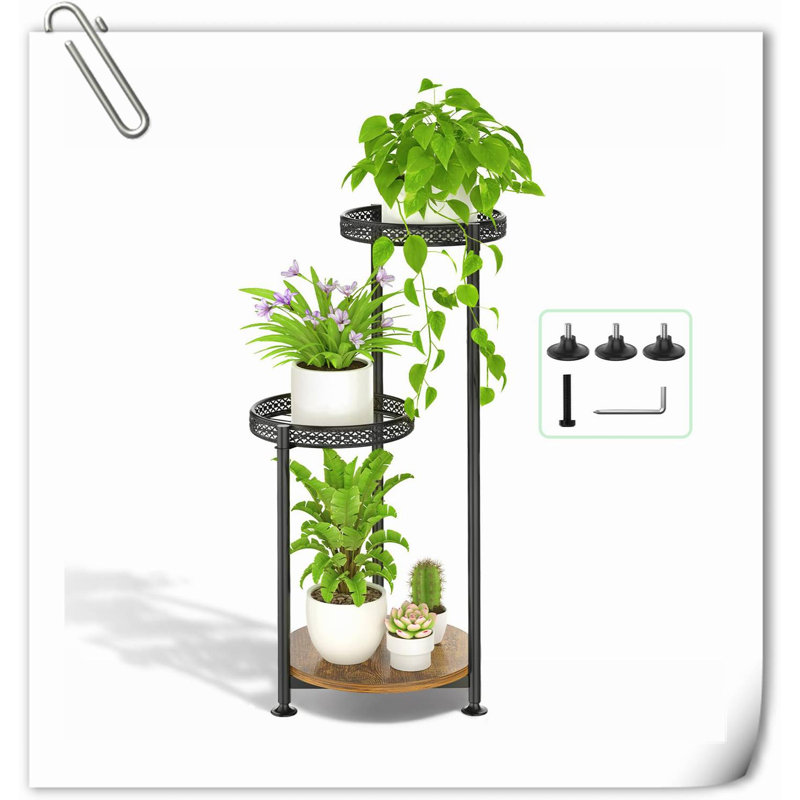 Support à plante à 3 niveaux en métal pour l'intérieur, support pour plante d'angle Tierd