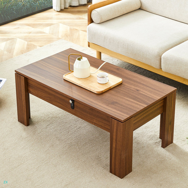 Table basse multifonctionnelle en panneau de fibres à densité moyenne avec verrouillage par mot de passe, pouvant accueillir des armes à feu et du vin, mesurant 39,3 x 21,6 x 16,6 pouces.
