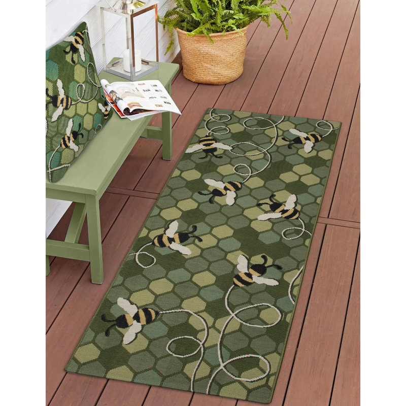 Gemmenne Synthetic Non-Skid Kitchen Mat, Green, Runner 1'11" x 4'11"