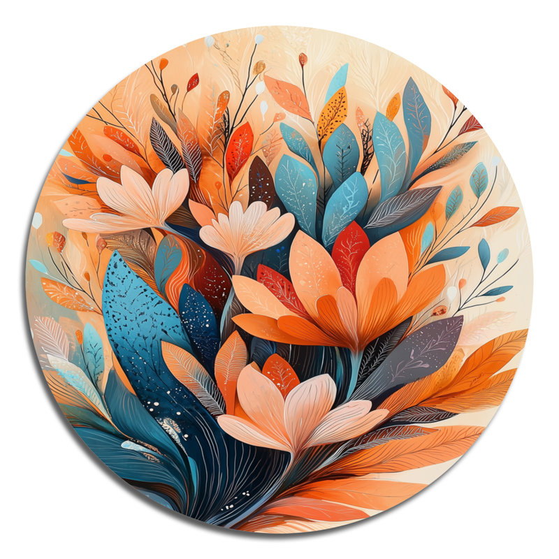 Ferms Dream Botanicals Pastel Fragments II - Art mural rond abstrait en botanique, H 23 po x l 23 po