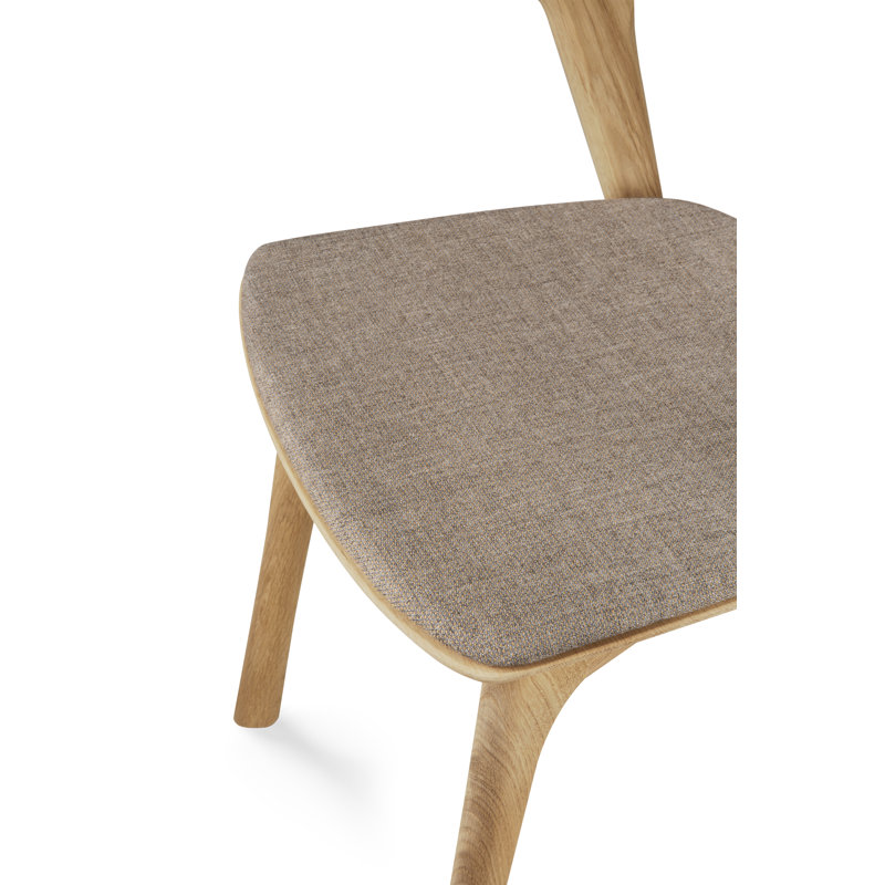 Bok Upholstered Dining Chair, Varnished Oak, Warm Grey Polyester Blend/Acrylic
