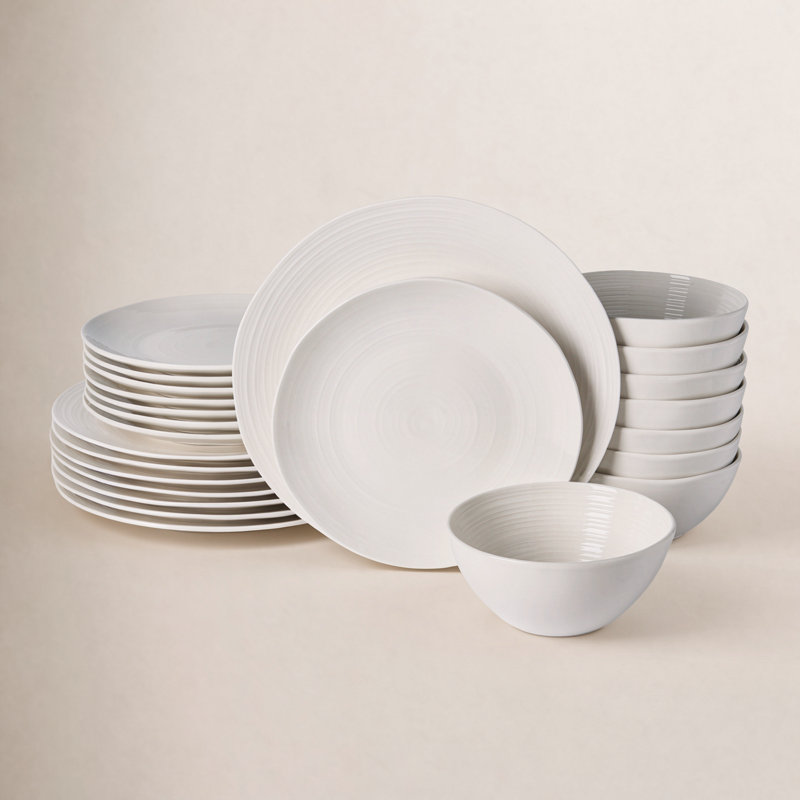 24-Piece Porcelain Dinnerware Set, White
