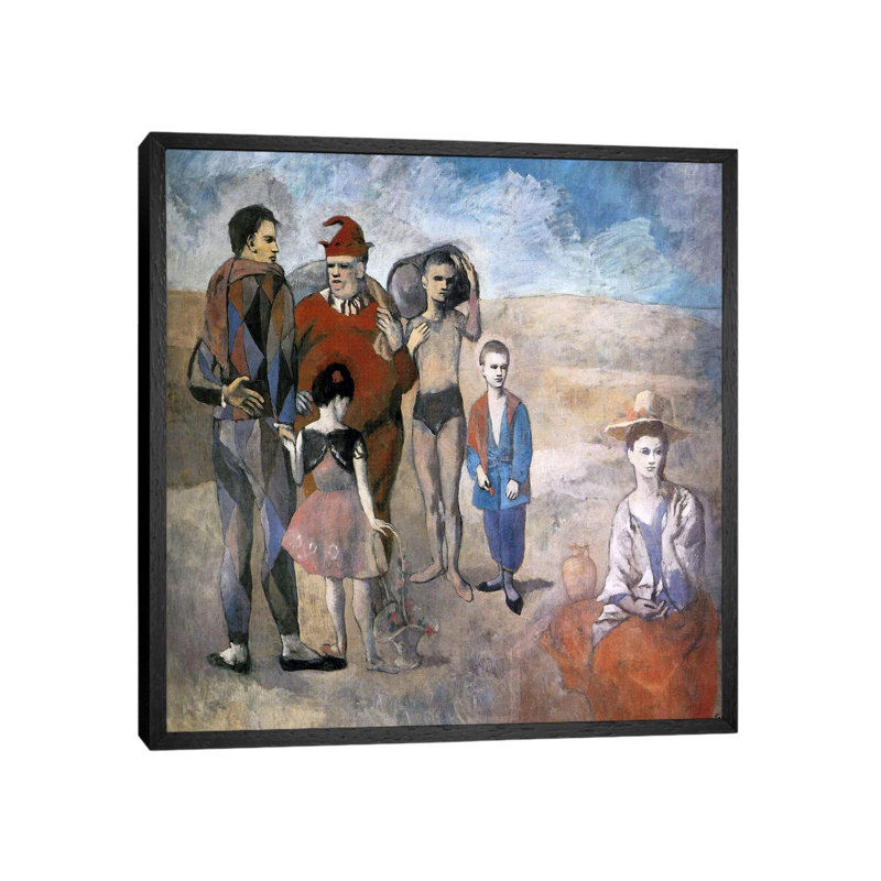 Family Of Saltimbanques by Pablo Picasso - Painting on Canvas, 45.72 cm H x 45.72 cm W, Black Framed