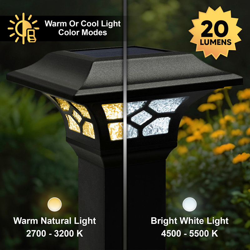 Black Aluminum LED Solar Post Cap with Glass Lens