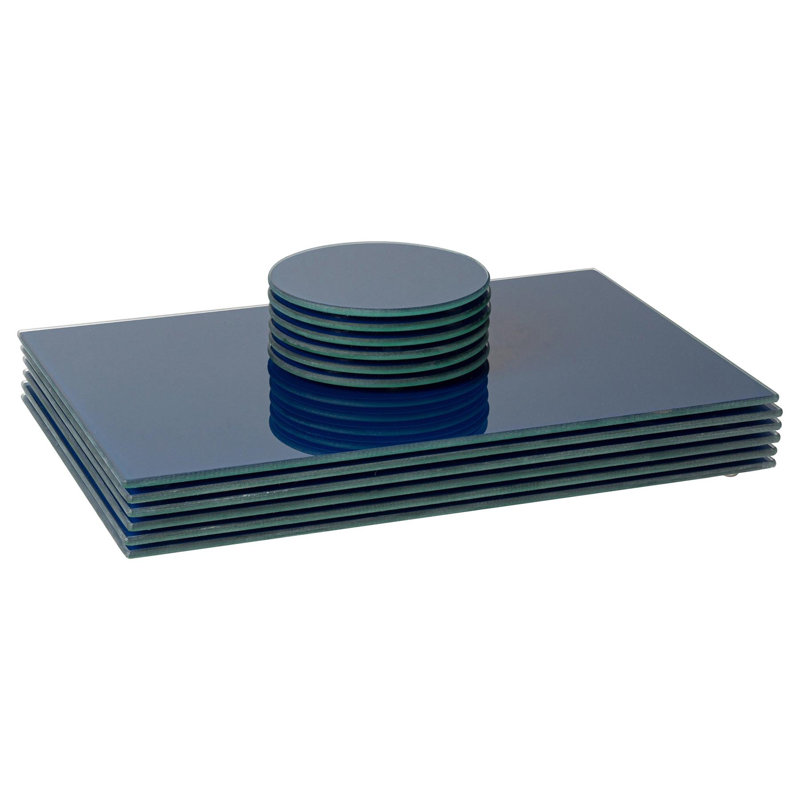 Harbour Housewares - Glass Placemats & Round Coasters Set, Hague Blue
