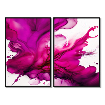 Ancien mystère in Viva Magenta II - art abstrait abstrait à encre liquide