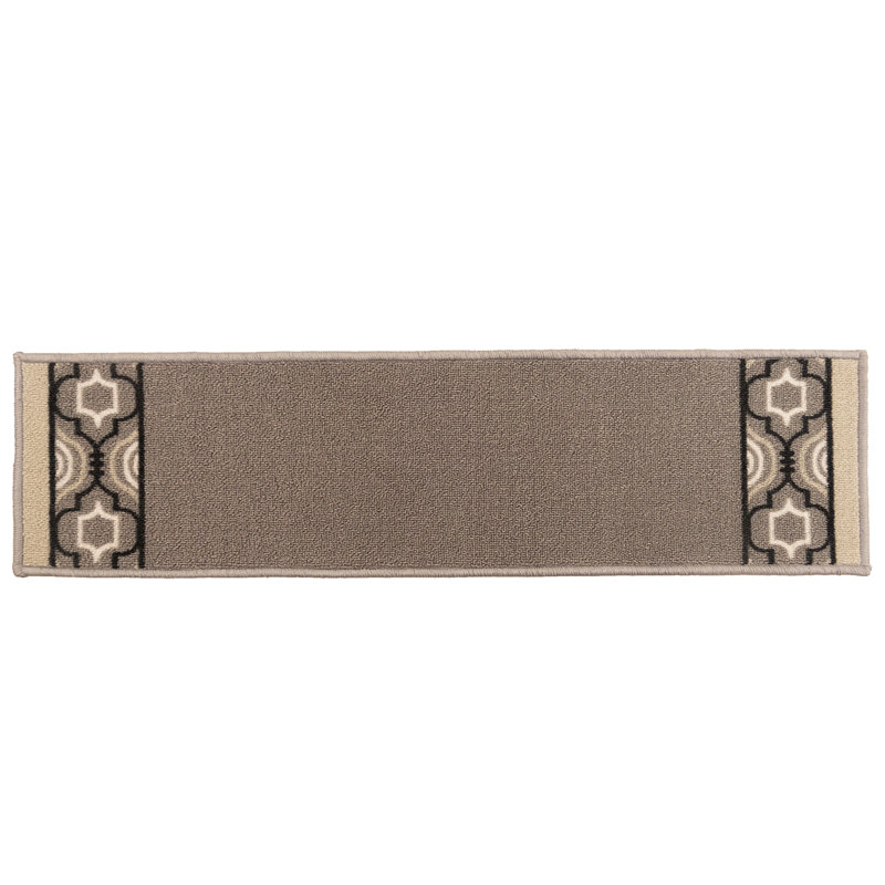 Tapis à marches à profil bas en treillis marocain gris lavable à la machine, taille 9 po x 36 po, Ensemble de 3