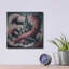 Art mural en métal luxueux «Castle and Dragon 1» par Rey Klimt, 12 po x 12 po-2062311660