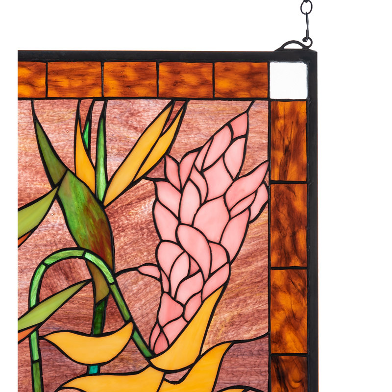 Tiffany Tropical Floral Stained Glass Window