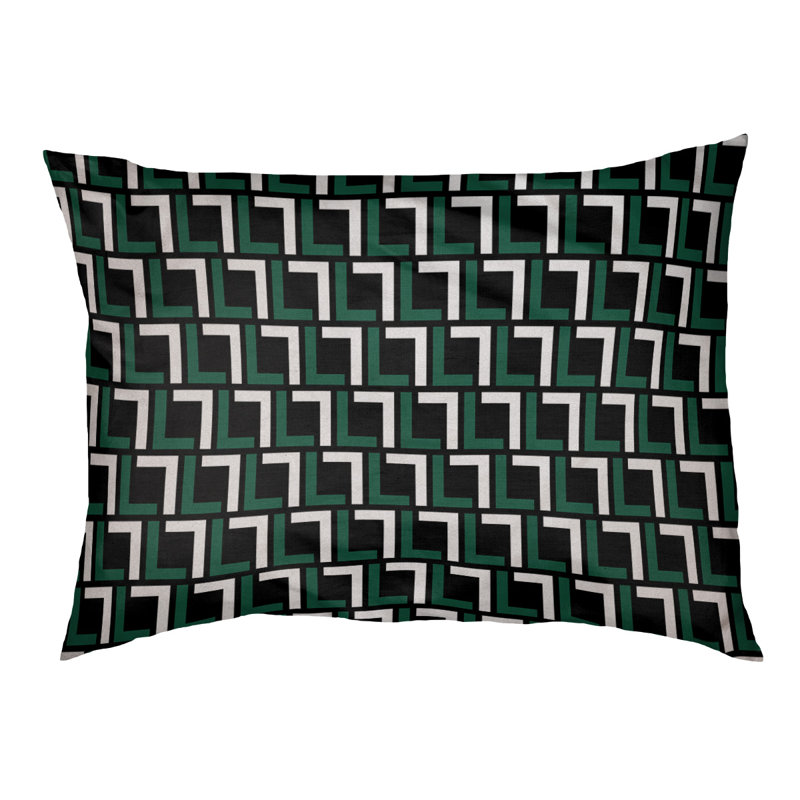 Coussin pour chien Bonheur, Small  (18'' W x 28'' D x 4'' H), Noir furtif / vert Gotham / blanc