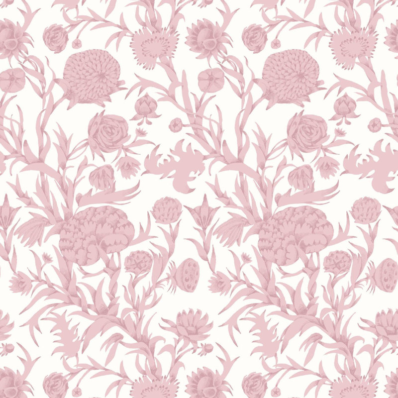 Blooming Thicket - Papier peint, Rosé vieilli, Peler et coller, Self-Adhesive