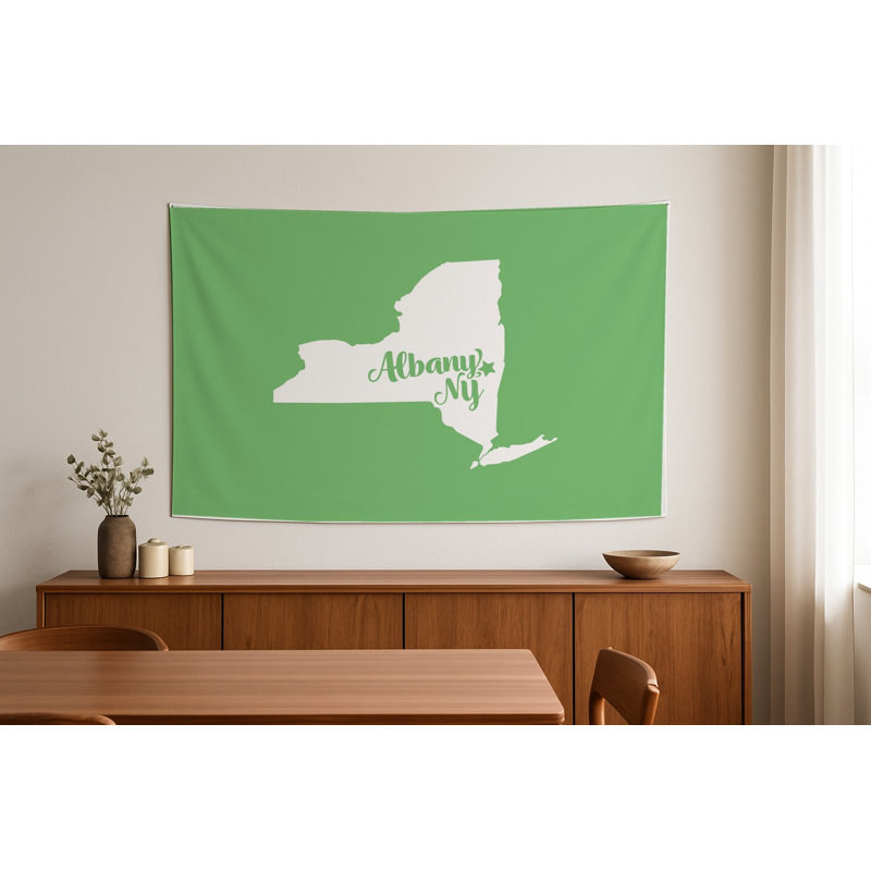 Douce maison Albany — Silhouette de l'État de New York — Tapisserie murale tissée de paysage, H 26 po x l 36 po