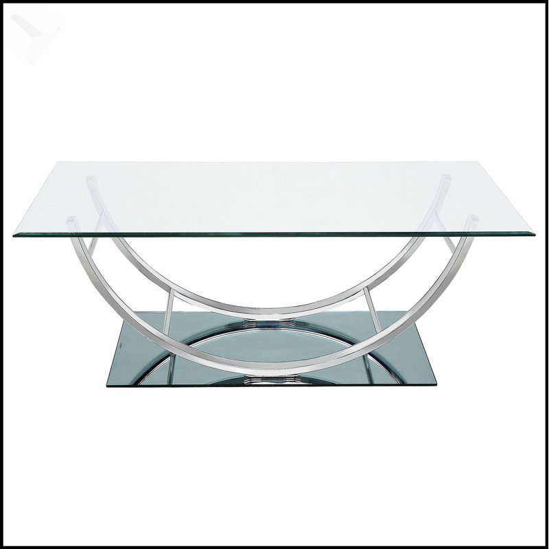 Table basse rectangulaire en U en verre Amelia, design moderne et spacieux pour des espaces de vie élégants.