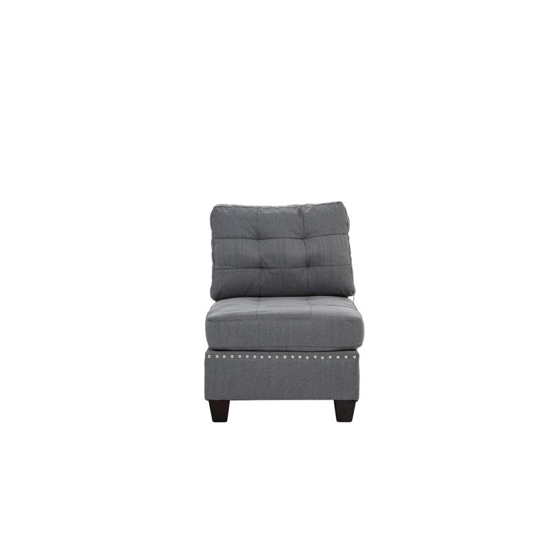 Gray Linen-Like Fabric Modular 3Pc With Robust Wood Frame In Quality Textile Upholstery & Wooden