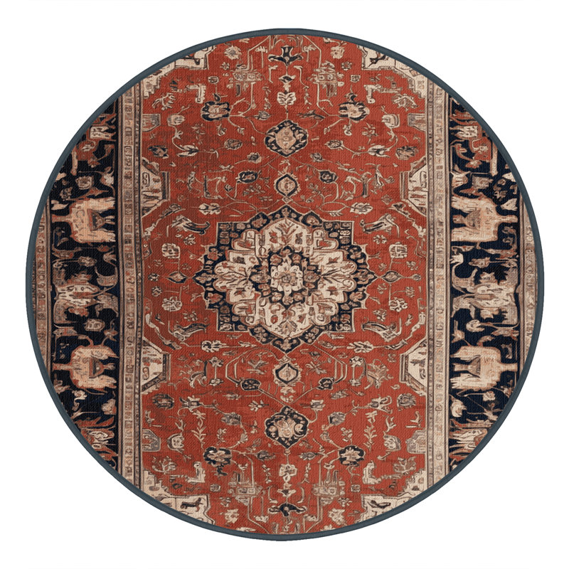 Tapis brun lavable à la machine, Rond 4 pi