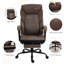 Fauteuil de bureau ergonomique avec repose-pieds - Brun foncé, réglable en hauteur et inclinable, confortable pour les routines de travail quotidiennes