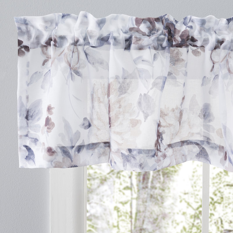Bremen Elegant Floral Tailored 54" Window Valance, Cocoa