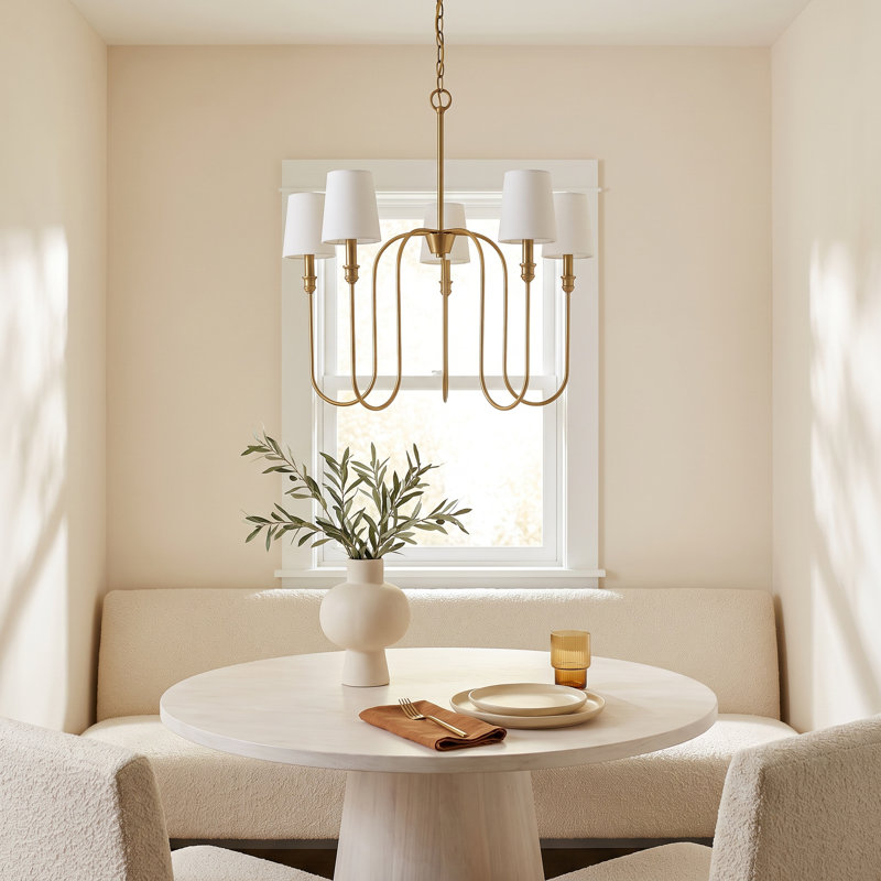 Sanibel 5-Light Chandelier, Natural Brass