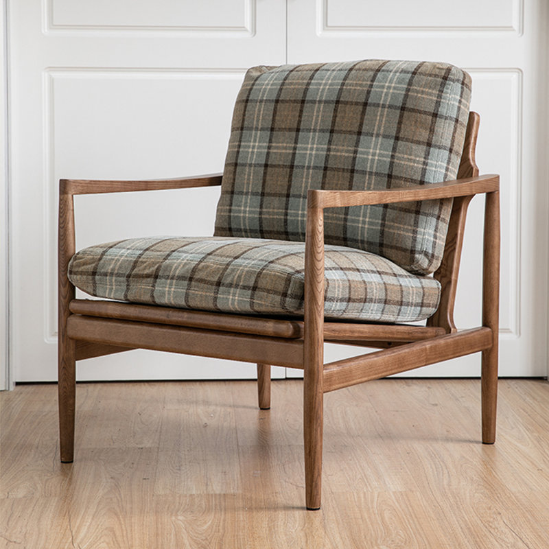 Mariet Upholstered Armchair, Baby Blue/Khaki Chenille