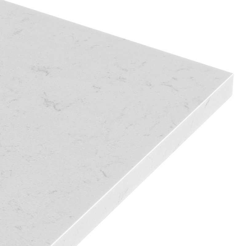 Meuble-lavabo simple en bois massif 30 po avec comptoir en quartz blanc chaud de 1,5 po Carrara, Blanc chaud, Ovale