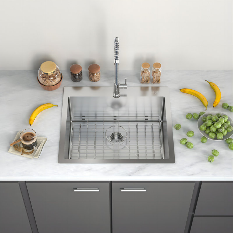 Mensarjor 25 " L Drop-In Single Bowl Stainless Steel Kitchen Sink
