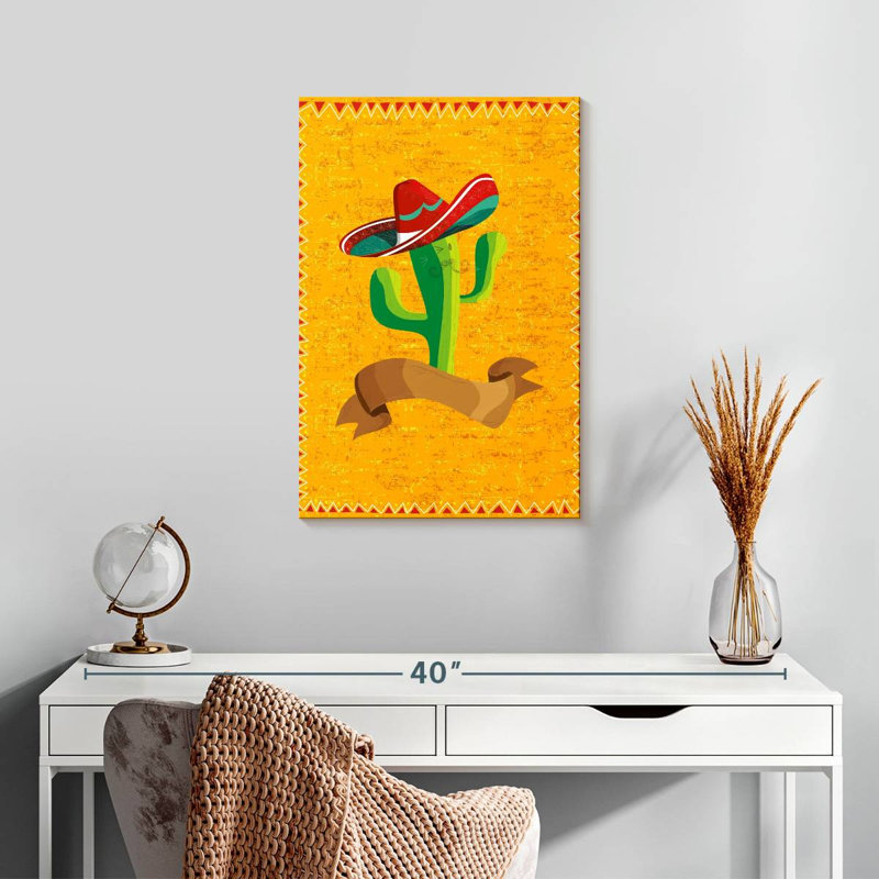 Cactus portant un Sombrero, H 24 po x l 16 po