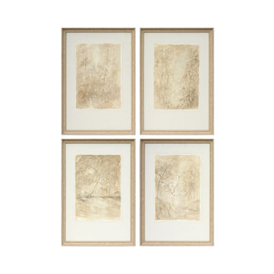 Sepia Woodlands 4-Piece Landscape Wall Art Set
