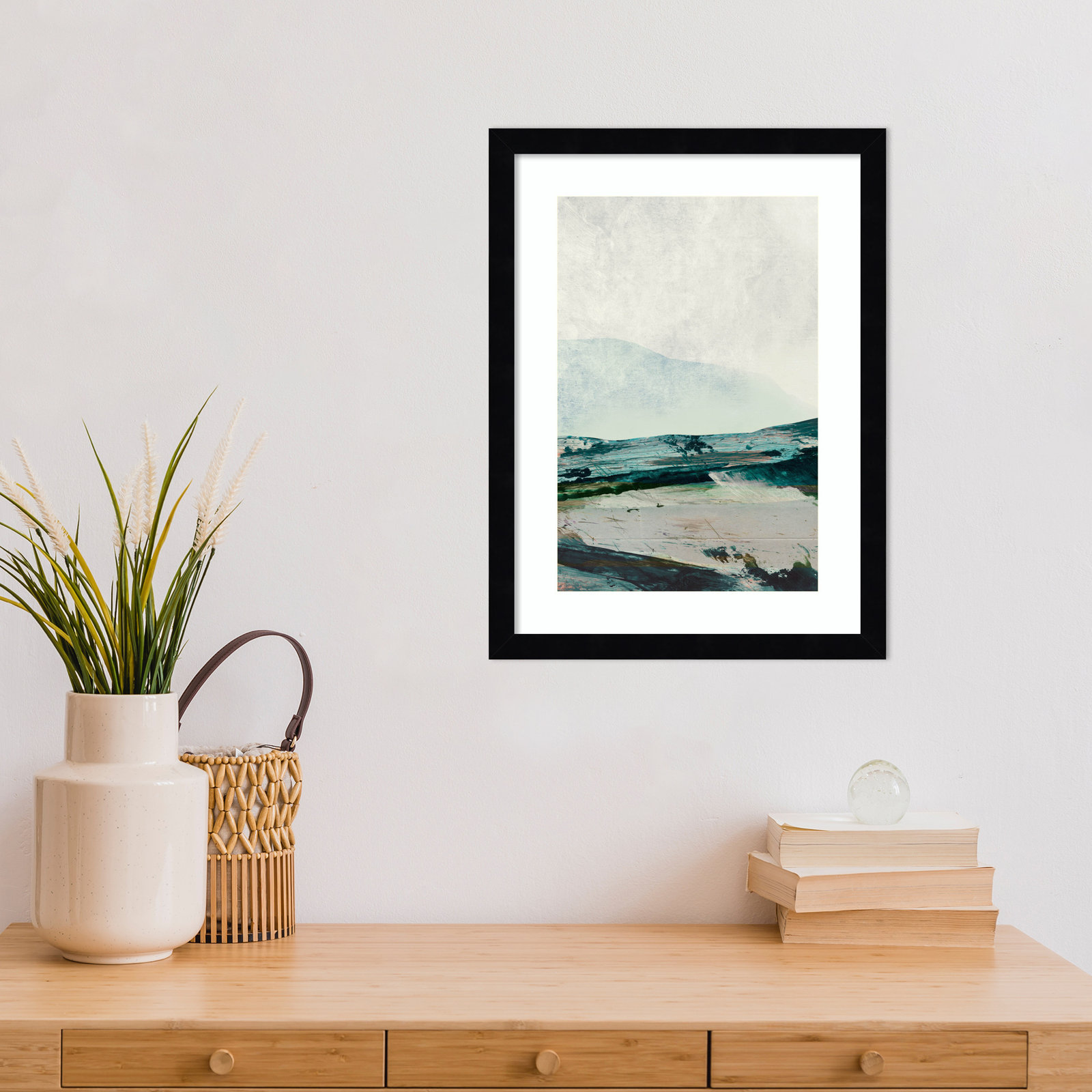 Cleve "Mountain Mists" Print by Dan Hobday, Black Framed, 17" H x 13" W
