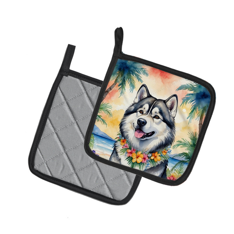 Caroline's Treasures Luau Party Floral Polyester Potholder Set