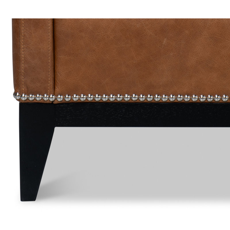 Brandy Upholstered Armchair, Dark Brown Genuine Leather
