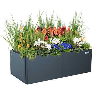 Grande boîte à fleurs d'extérieur moderne en métal de 17 po de hauteur
