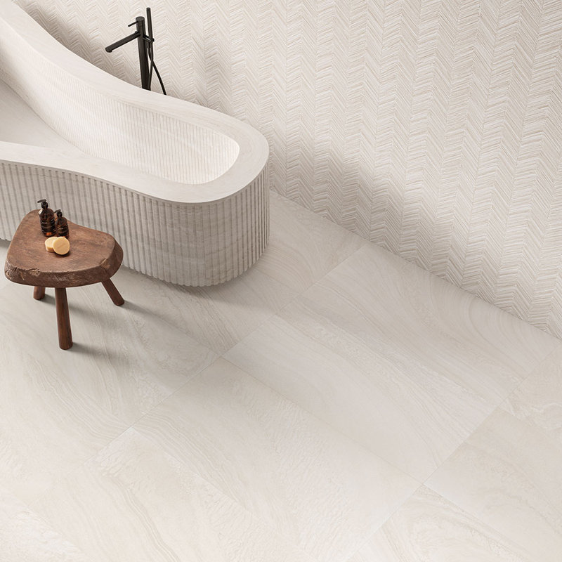 Tweed blanc pierre 24 x 48 Palermo, Blanc