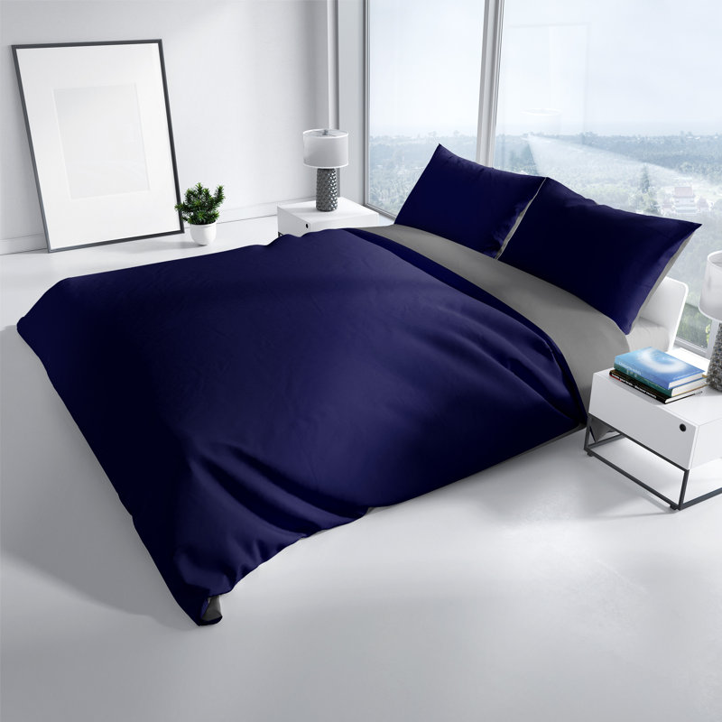 Microfibre Reversible 2 Pieces Duvet Cover Set, 200 x 220 cm, Blue