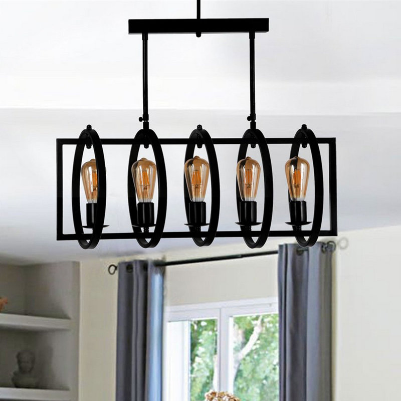 Luminaire suspendu linéaire à 5 lumières pour îlot de cuisine Krick