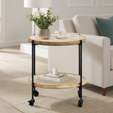 2-Tier Rolling Side Table with Wheels