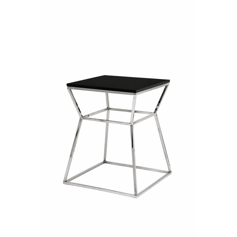     Geo Pedestal End Table - Glass Side Table – Modern Luxury Stone Accent Table - Black Glass Side Table