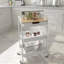3-Tier Metal Utility Rolling Cart with Drawer & Wooden Table Top, Storage Cart White Trolley Kitchen Organizer Rolling Desk with Locking Wheels for Office, Classroom, Dorm, Bedroom-89259769