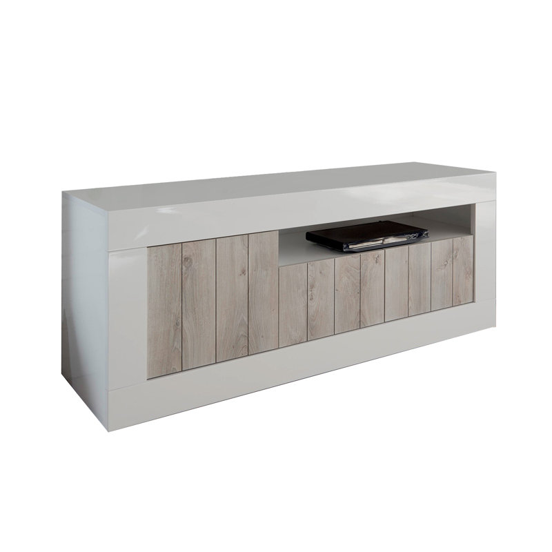 Hisey Unfinished Corner TV Stand for TVs up to 60", White/Pine