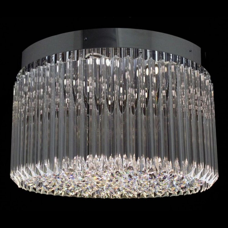 Lustre en cristal Murano Simplicity, Givré, Étain, 29" Diameter x 14" Height
